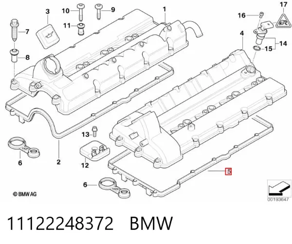 Прокладка головки блока циліндрів (ГБЦ), ліва 11122248372 BMW