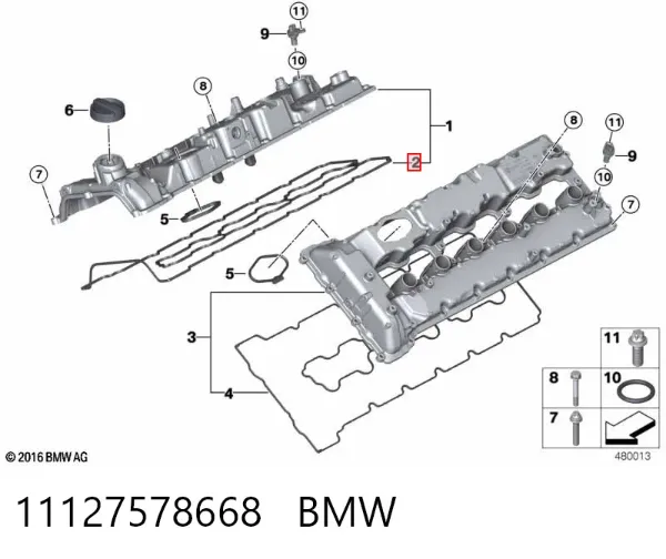 Прокладка клапанної кришки, права 11127578668 BMW