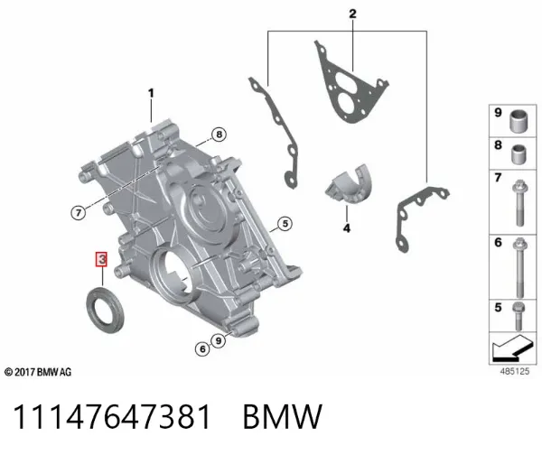 Сальник коленвалу 11147647381 BMW