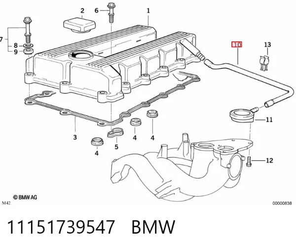 Патрубок вентиляції картера 11151739547 BMW