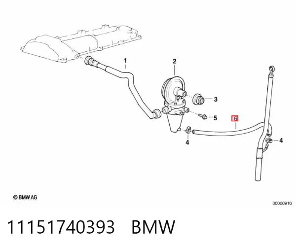 Патрубок вентиляції картера 11151740393 BMW