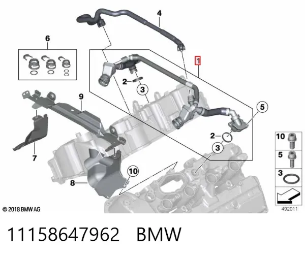 Патрубок вентиляції картера 11158647962 BMW