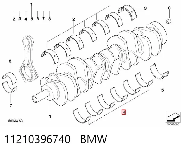 Вкладиші колінвала, шатунні, комплект, 1-й ремонт (+0,25) 11210396740 BMW