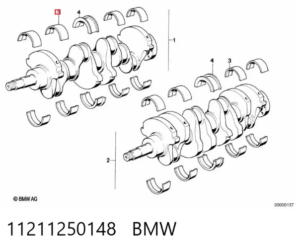 Вкладиші колінвала, шатунні, комплект, 1-й ремонт (+0,25) 11211250148 BMW