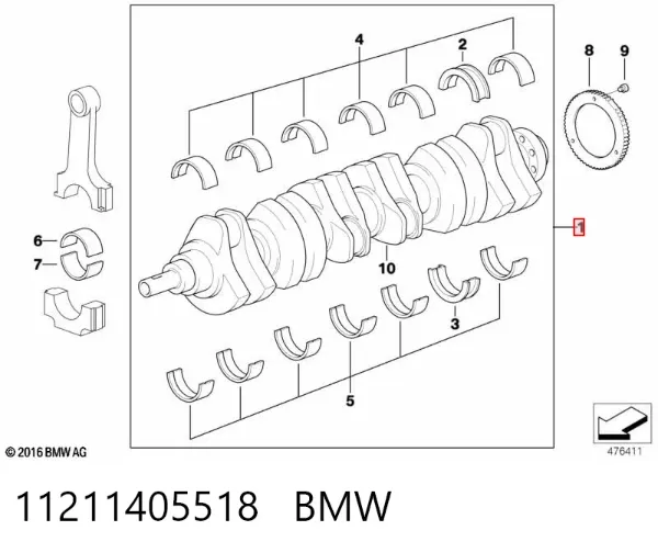 Колінвал 11211405518 BMW