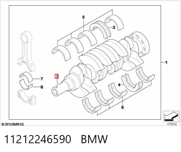 Колінвал 11212246590 BMW