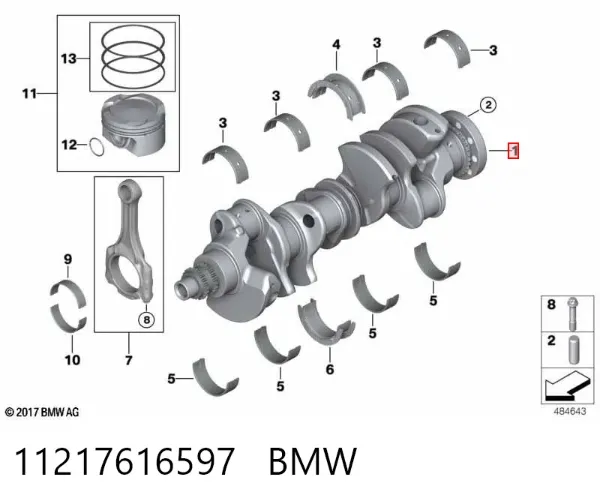 Колінвал 11217616597 BMW