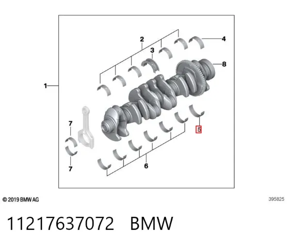 Вкладиші колінвала, шатунні, комплект, 1-й ремонт (+0,25) 11217637072 BMW