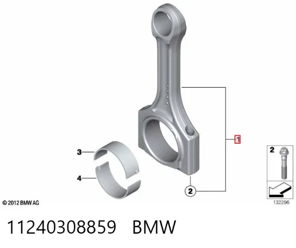 Шатун поршня двигуна 11240308859 BMW