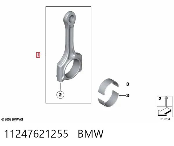 Шатун поршня двигуна 11247621255 BMW