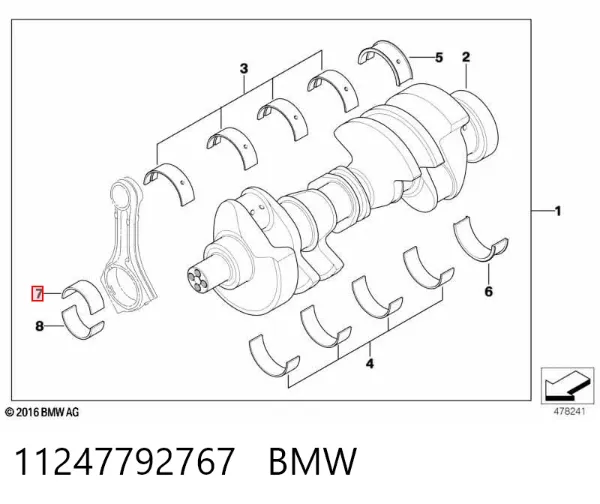 Вкладиші шатунні 11247792767 BMW