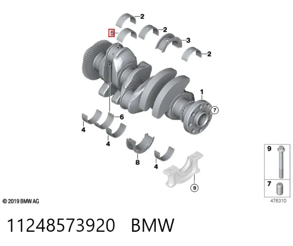 Вкладиші колінвала, шатунні, комплект, 1-й ремонт (+0,25) 8594395 BMW