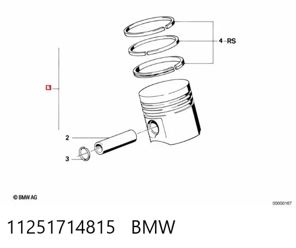 Поршень в комплекті на 1 циліндр, 1-й ремонт (+0,25) 11251714815 BMW