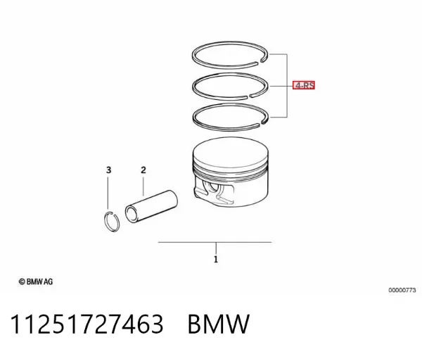 Кільця поршневі комплект на мотор, 1-й ремонт (+0,25) 11251727463 BMW