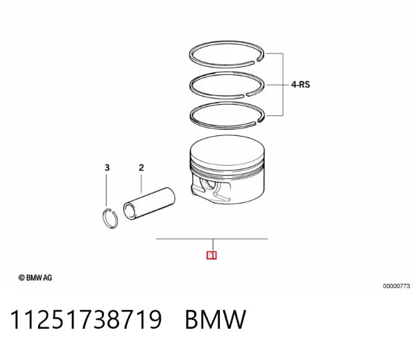 Поршень в комплекті на 1 циліндр, 1-й ремонт (+0,25) 11251738719 BMW