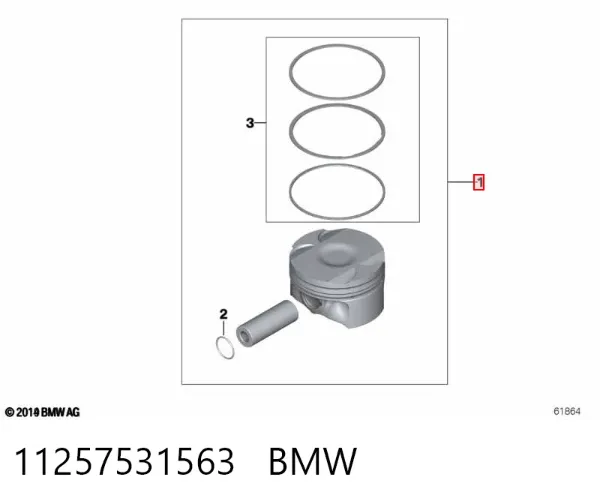 Поршень в комплекті на 1 циліндр, STD 11257531563 BMW