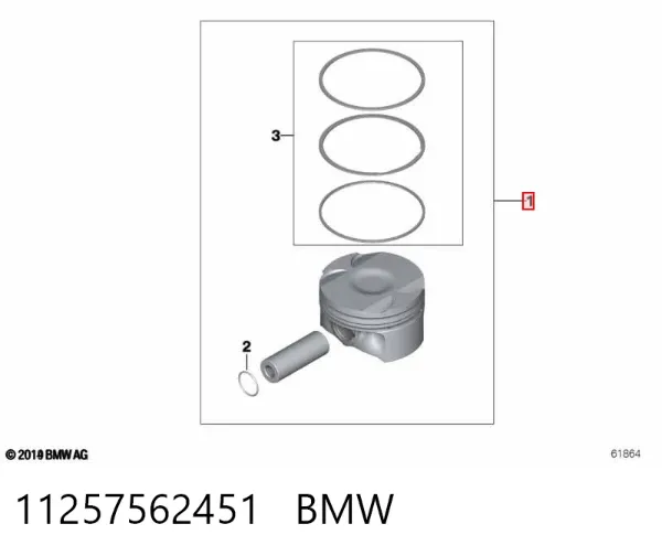 Поршень в комплекті на 1 циліндр, STD 11257562451 BMW