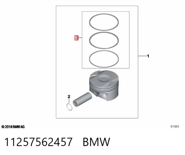 Кільця поршневі на 1 циліндр, STD. 11257562457 BMW