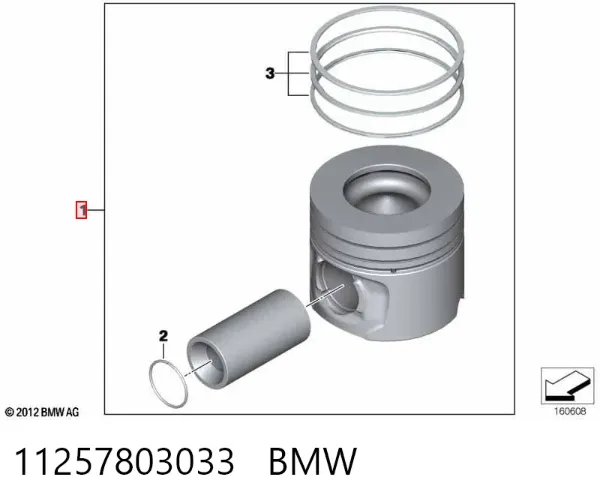 Поршень в комплекті на 1 циліндр, STD 11257803033 BMW
