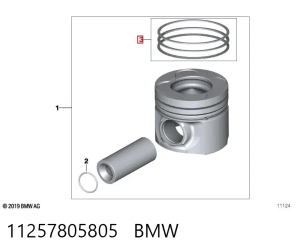 Кільця поршневі на 1 циліндр, STD. 11257805805 BMW