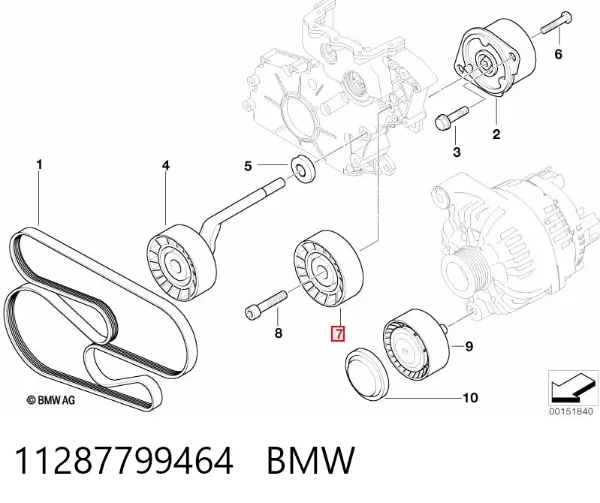 Ролик приводного ременя, паразитний 11287799464 BMW