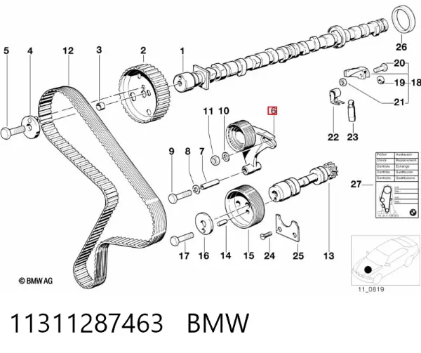 Ролик натягувача ременя ГРМ 11311287463 BMW