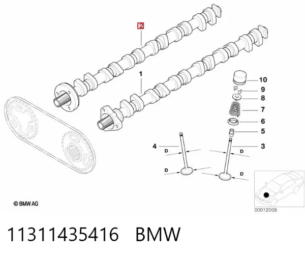 Розподільний вал двигуна випускний 11311435416 BMW