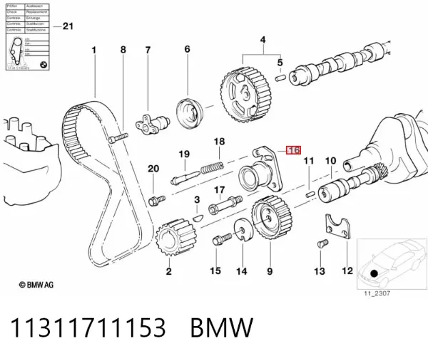 Ролик натягувача ременя ГРМ 11311711153 BMW