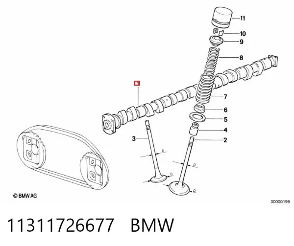 Розподільний вал двигуна випускний 11311726677 BMW