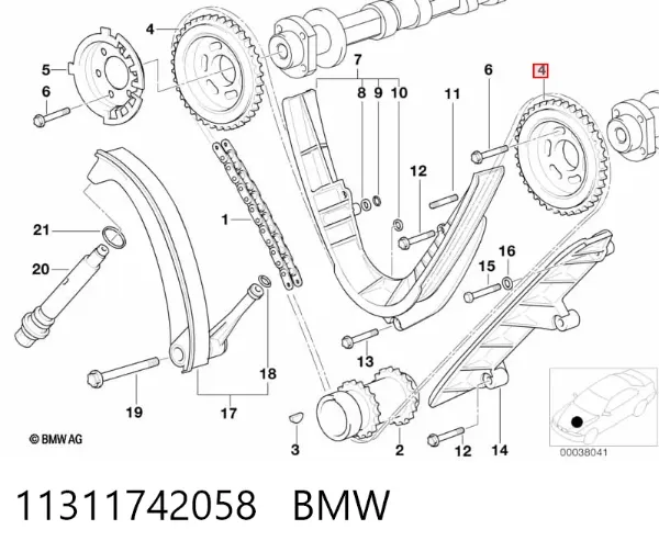 Зірочка-шестерня распредвала двигуна, зовнішня 11311742058 BMW