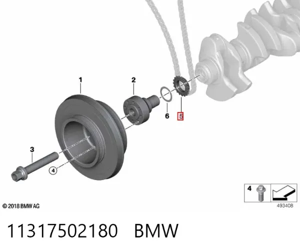 Зірка-шестерня приводу коленвалу двигуна 11317502180 BMW