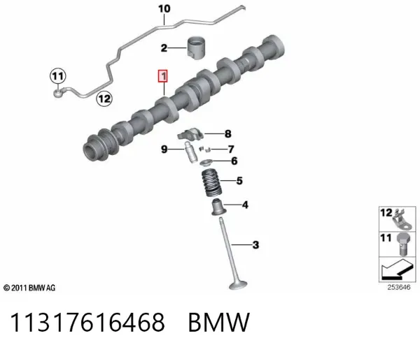 Розподільний вал двигуна випускний 11317616468 BMW