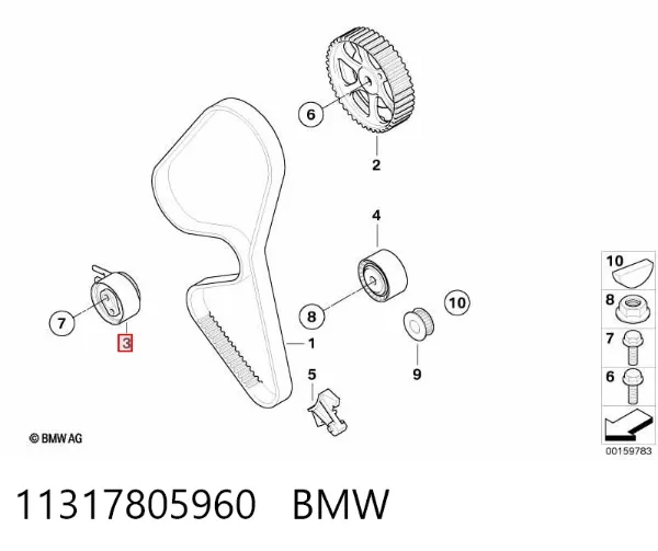 Ролик натягувача ременя ГРМ 11317805960 BMW