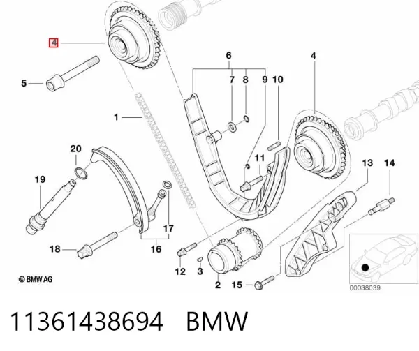 Шестерня розподільного валу BMW 7 E38