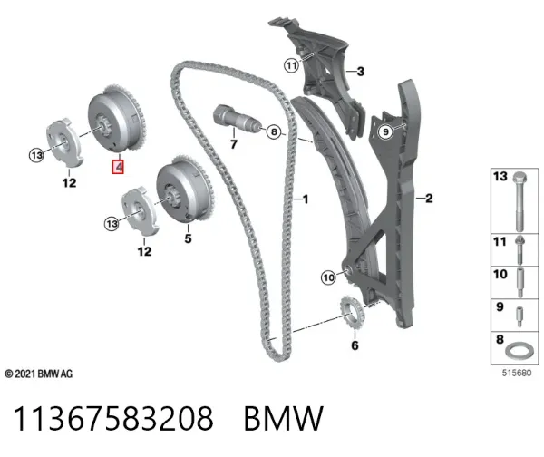Зірка-шестерня розподільного валу двигуна,випускного 11367583208 BMW