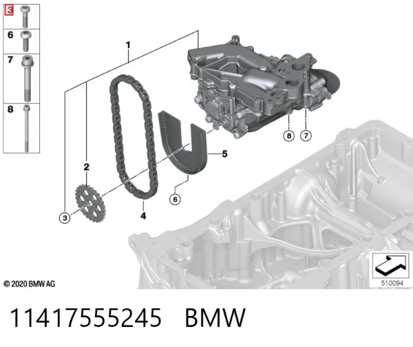 Гайка кріплення приймальної труби глушника (штанів) 11417555245 BMW