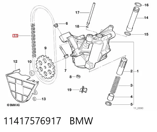 Ланцюг маслянного насосу 11417576917 BMW