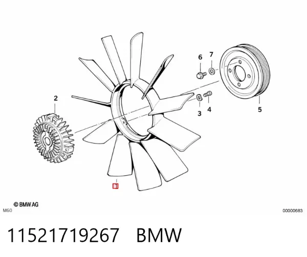 Вентилятор/крильчатка радіатора охолодження 11521719267 BMW