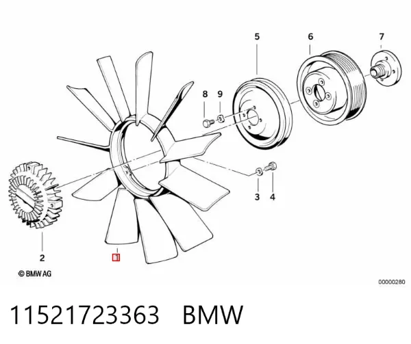 Вентилятор/крильчатка радіатора охолодження 11521723363 BMW