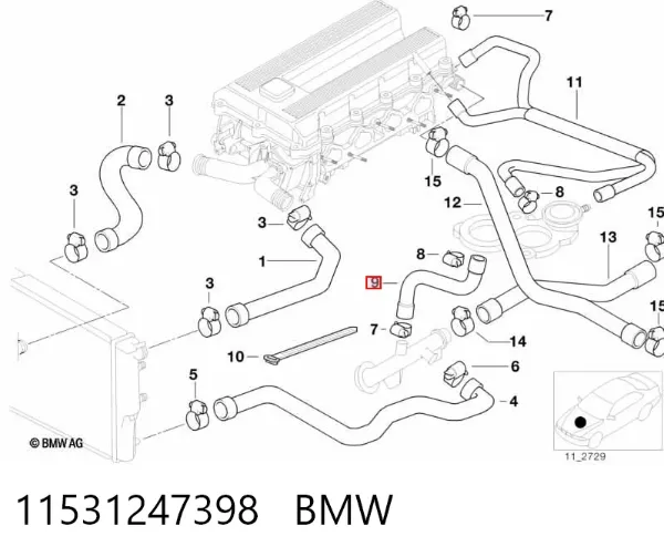 Патрубок термостата 11531247398 BMW