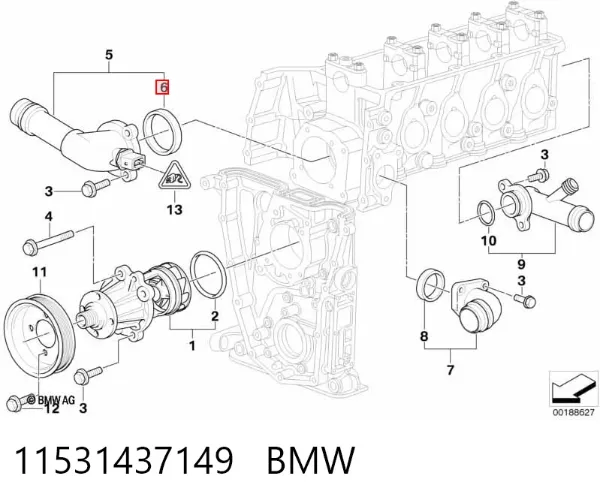 Прокладка корпусу термостата 11531437149 BMW