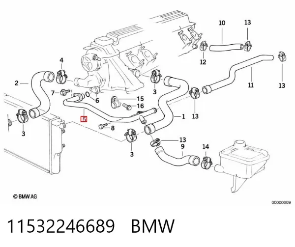 Патрубок термостата 11532246689 BMW