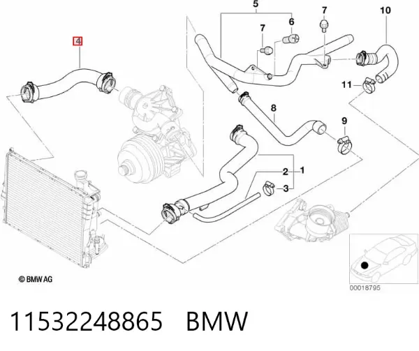 Шланг/патрубок радіатора охолодження, нижній 11532248865 BMW