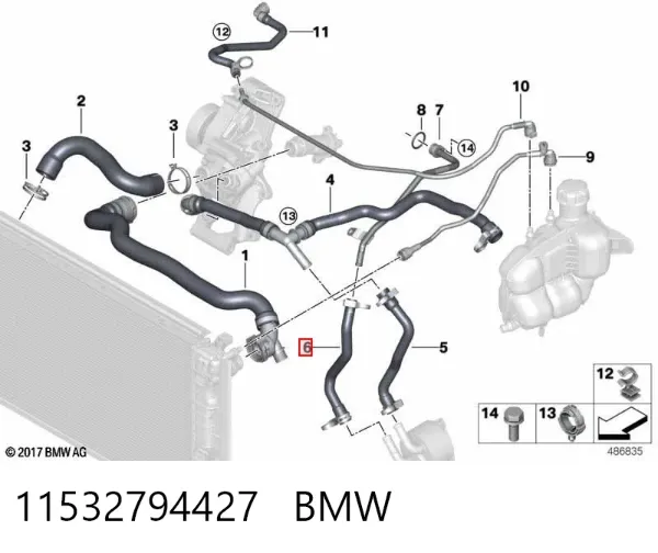 Шланг (патрубок) охолодження масляного теплообмінника, подача 11532794427 BMW