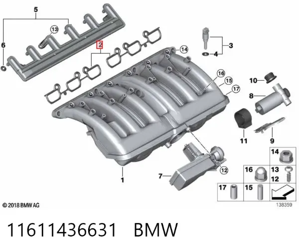 Прокладка впускного колектора 11611436631 BMW