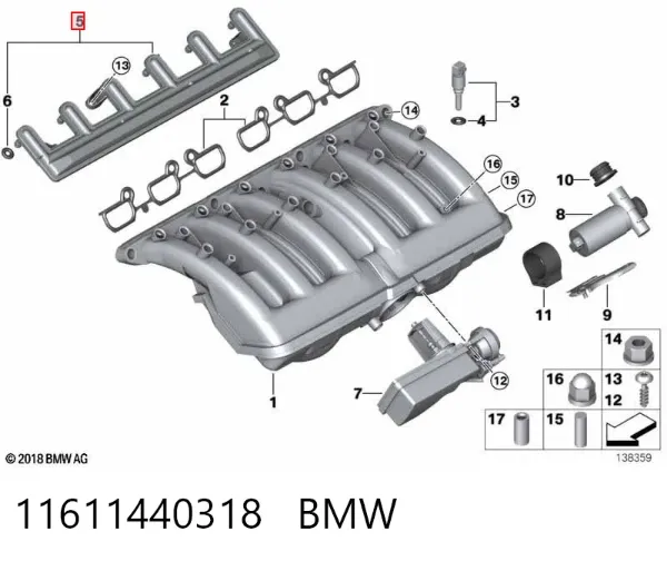 Патрубок вентиляції картера 11611440318 BMW