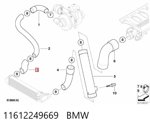 Шланг/патрубок интеркуллера 11612249669 BMW