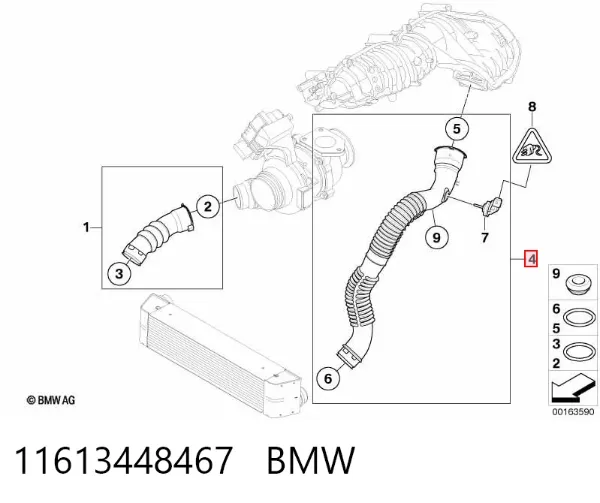 Шланг/патрубок интеркуллера 11613448467 BMW