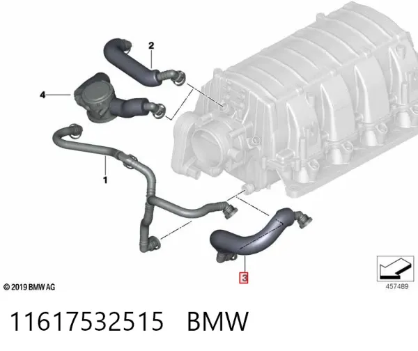 Патрубок вентиляції картера 11617532515 BMW