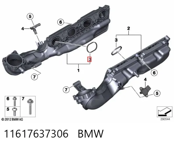 Прокладка впускного колектора 11617637306 BMW